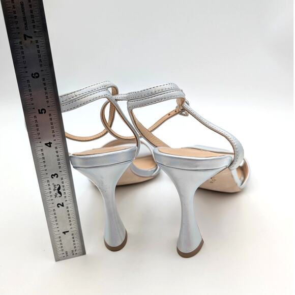 Badgley Mischka Cady Square Toe High Heel Sandals Women's Silver Size US8 EU39 - Picture 4 of 13